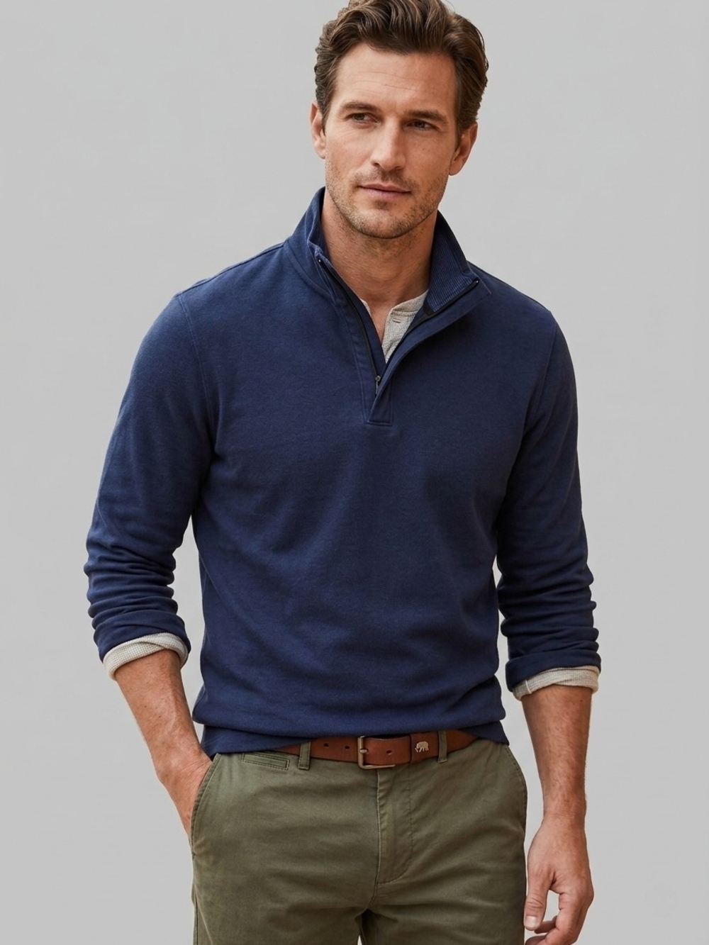 Banana Republic Mens Navy Blue 1/4 Zip Cotton Sweater XL Long Sleeve Pullover
